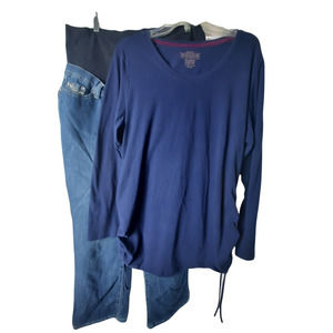 Bundle of 2 Maternity 1 top 1 pant blue jeans